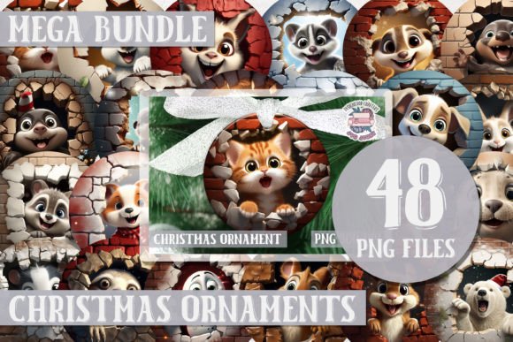 3D Christmas Ornament Break Through 48 Illustrations