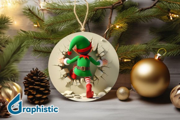 3D Cute ELF Christmas Ornament B 129 Illustrations