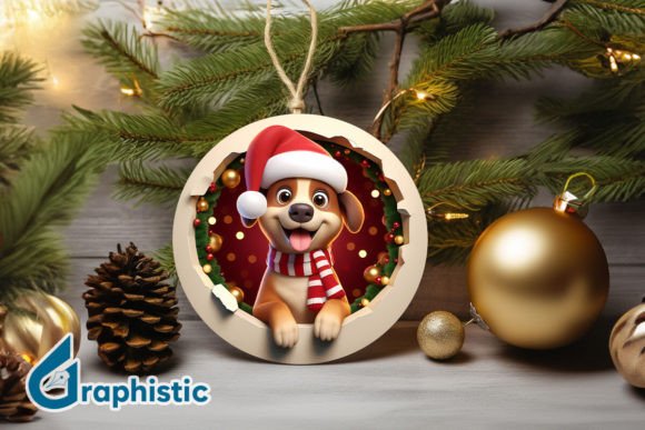 3D Dog Christmas Ornament Front 28 Illustrations