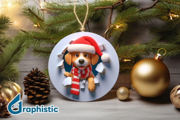3D Dog Christmas Ornament Front 32 Illustrations