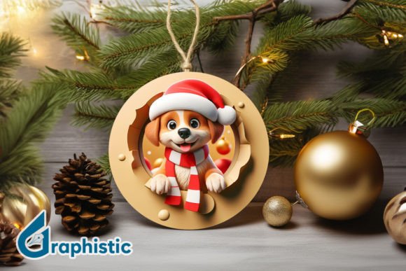 3D Dog Christmas Ornament Front 34 Illustrations