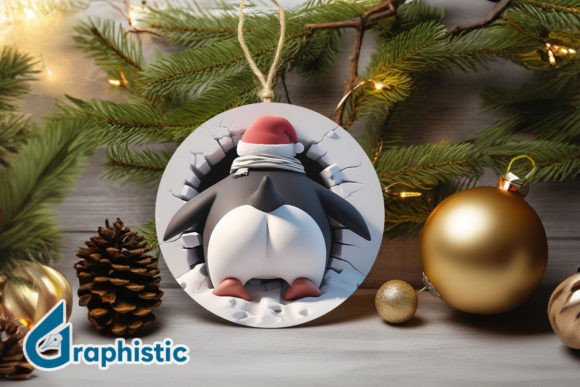 3D Penguin Christmas Ornament Back 81 Illustrations