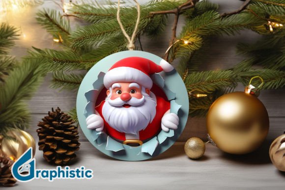 3D Santa Ornament Front 78 Illustrations