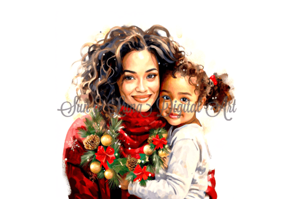 AfroLatina Mother Daughter Christmas Art Illustrations