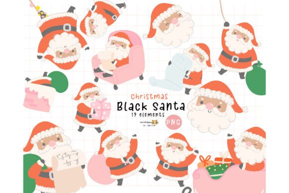 Black Santa Illustrations for Branding