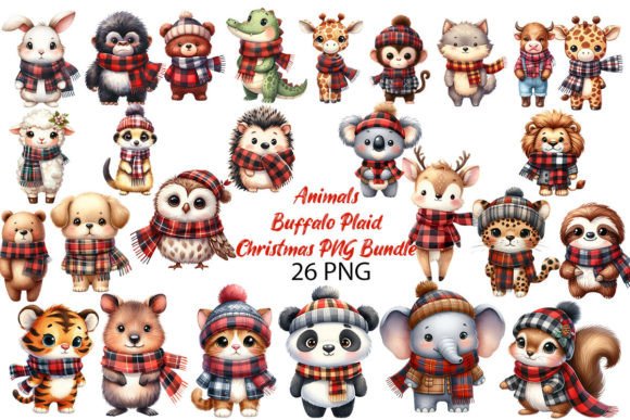 Buffalo Plaid Christmas PNGs for Illustrations