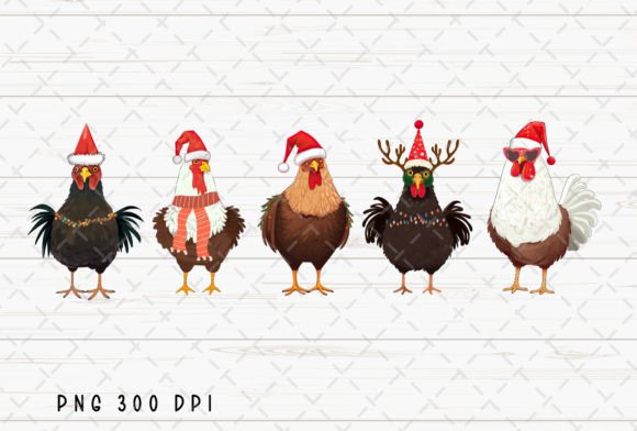 Chicken Farm Animal Christmas Lights PNG Illustrations