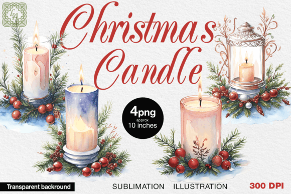 Christmas Candle Watercolor Cliparts: Illustrations Review