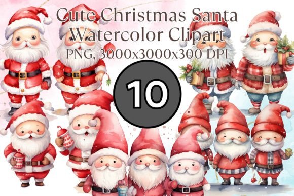 Christmas Santa Claus Watercolor Bundle: Festive Illustrations