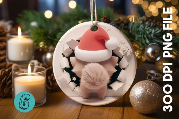 Cute Cat Christmas Ornament Back 01: Illustrations Review