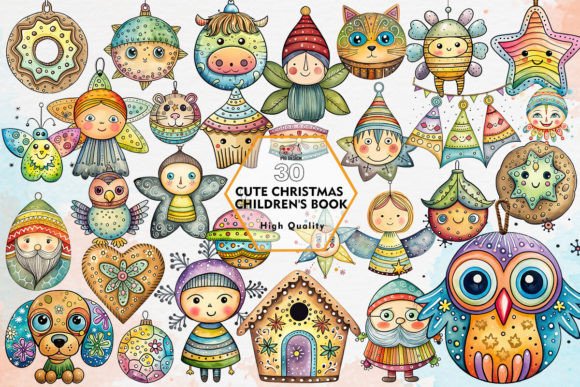Cute Christmas Book Clipart & Illustrations