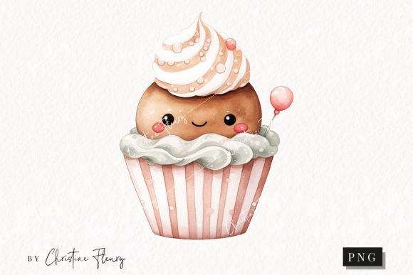 Cute Christmas Cookie Cupcake Clipart & Illustrations