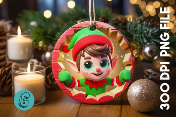 Cute ELF Christmas Ornament F 132: Illustrations Review