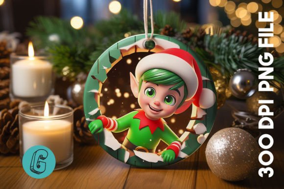 Cute ELF Christmas Ornament F 134: Illustrations Review