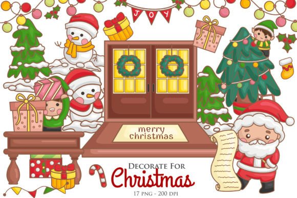 Decorated for Christmas Cartoon Clipart & Illustrations