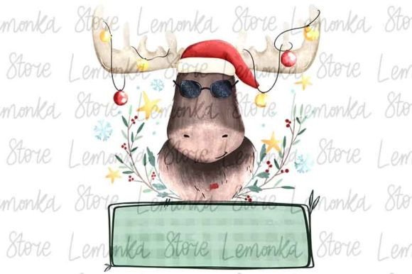 Funny Christmas Deer Frame: Festive Illustrations