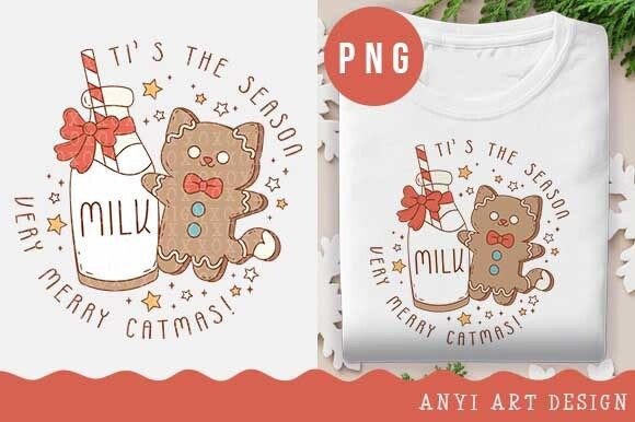 Milk and Cookies Christmas Cat PNG: Illustrations Review