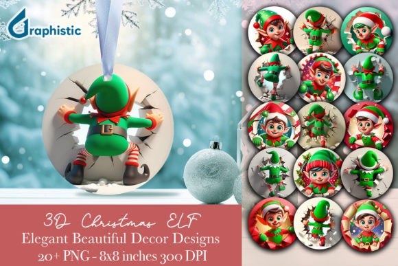 Ornament 3D Cute ELF Christmas Bundle Illustrations