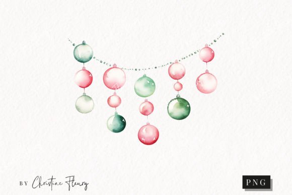 Pastel Watercolor Christmas Baubles PNG Review