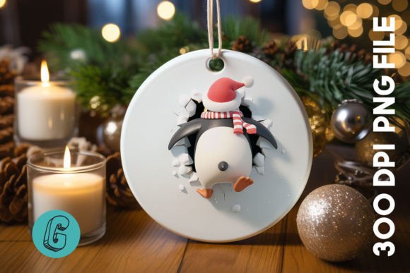 Penguin Christmas Ornament Back 83 Illustrations