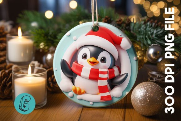 Penguin Christmas Ornament Front 92 Illustrations