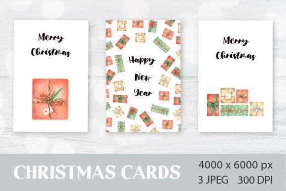 Printable Christmas Card with Gift Boxes: Illustrations