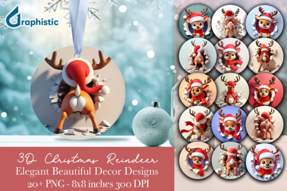 Reindeer Christmas Ornament PNG Bundle: Illustrations Review