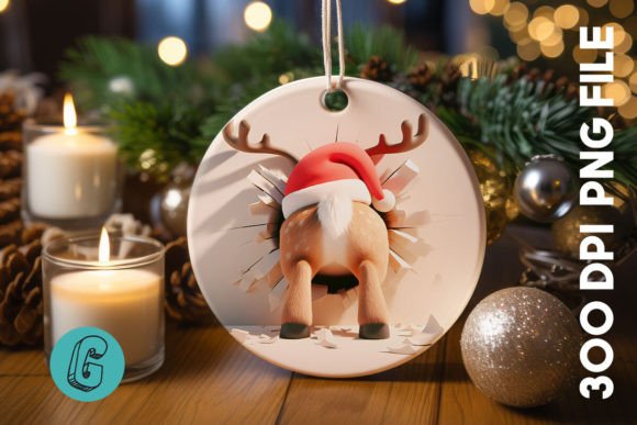 Reindeer Ornament Back 31: Festive Illustrations