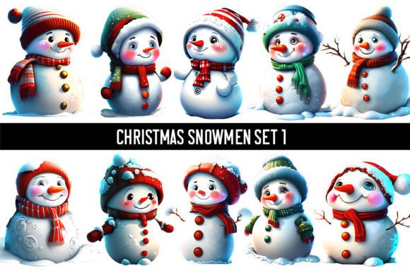 Review: 10 Cute Christmas Snowmen Set 1 Illustrations