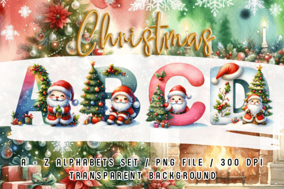 Santa Alphabet Christmas Tree Clipart Illustrations
