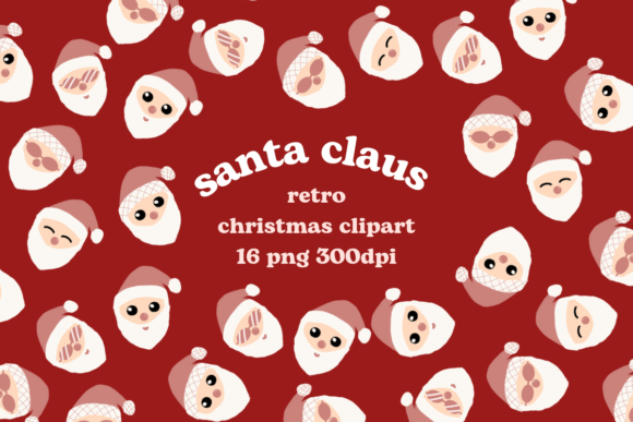 Santa Claus Retro Christmas Clipart & Illustrations