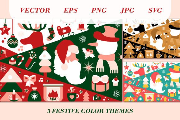 Three Christmas Cards: Festive Illustrations for Crafters