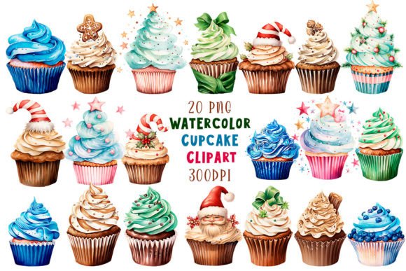 Vintage Christmas Cupcake Clipart Bundle: Editorial Illustrations Review