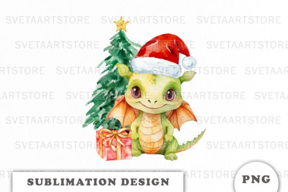 Watercolor Cute Christmas Dragon PNG: Illustrations Review